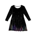 thumbnail image 4 of Girls' Long Sleeve Princess Dress - Fall Winter Heart Printed Christmas Dress A-Line T-Shirt Dress, 4 of 4
