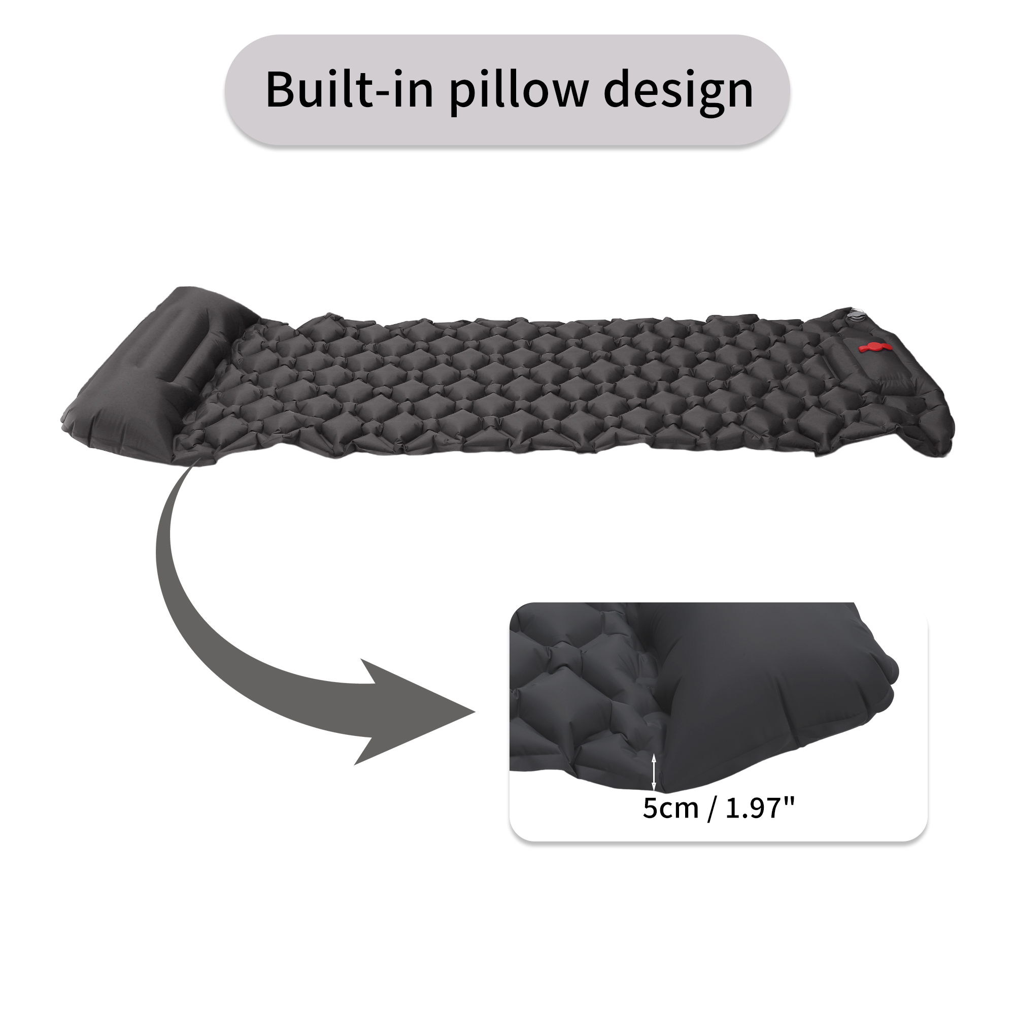 Unique Bargains Camping Sleeping Pads Non Spliceable Camping Mat With Pillow Foot Gray