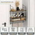 thumbnail image 4 of 3-Tier Floating Bathroom Shelves for Wall - Wood Wall Storage for Towels, Over The Toilet Storage Cabinet, Gaming Floating Shelves, Bathroom Accessories, and Home Decor (Brown), 4 of 12