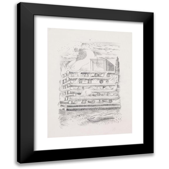 Paul Nash 12x14 Black Modern Framed Museum Art Print Titled - Funeral Pyre (1932)