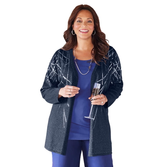 Catherines Women's Plus Size Social Separates Sequin Cardigan