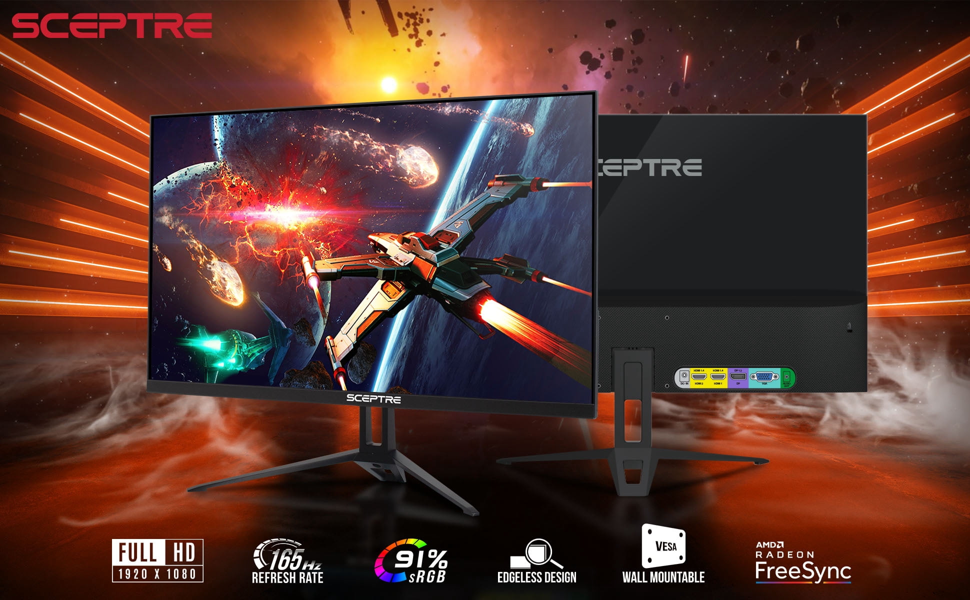 24" Gaming Monitor 1080p up to 165Hz 91% sRGB AMD FreeSync, Build-in Speakers Machine Black 2022 (E248B-FWS168)
