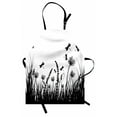 thumbnail image 1 of Nature Apron Grass Bush Meadow Silhouette with Dragonflies Flying Spring Garden Plants Display, Unisex Kitchen Bib Apron with Adjustable Neck for Cooking Baking Gardening, Black White, by Ambesonne, 1 of 3