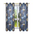thumbnail image 7 of Yayeee Window Curtains Set of 2 for Living Room Light Filtering 63"x42", Blue Geometric Pattern, 7 of 7