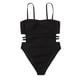 thumbnail image 1 of Traje de baño de una pieza sexy negro para mujer con hombros descubiertos y abertura lateral doble. Traje de baño creativo., 1 of 5