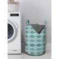 thumbnail image 3 of Abstract Laundry Bag, Rhombuses Symmetric and Horizontal, Hamper Basket with Handles Drawstring Closure for Laundromats, 13" x 19", Cadet Blue Slate Blue, by Ambesonne, 3 of 4