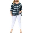 thumbnail image 3 of Agnes Orinda Women's Plus Size Tops Tie Dye Stripes V Neck 3/4 Sleeves Tunic Casual Blouses 4X Grey, 3 of 8