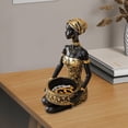 thumbnail image 4 of Figura exótica de mujer tribal africana negra, decoración para guardar llaves, estatua negra, escultura de mujer africana para escritorio, 4 of 6