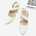 thumbnail image 3 of Bocca Women's Heel Pumps White Pu 2 inch Slingback Dress Shoes 10M, 3 of 5