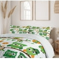 thumbnail image 5 of St. Patrick's Day Duvet Cover Sets, Irish Owls Leprechaun Hats on Trees Shamrock Leaves Horseshoe, Bedding Set with 2 Duvet Covers & 4 Pillowcases, 2 Pack Cal King Size, Green and White, by Ambesonne, 5 of 6