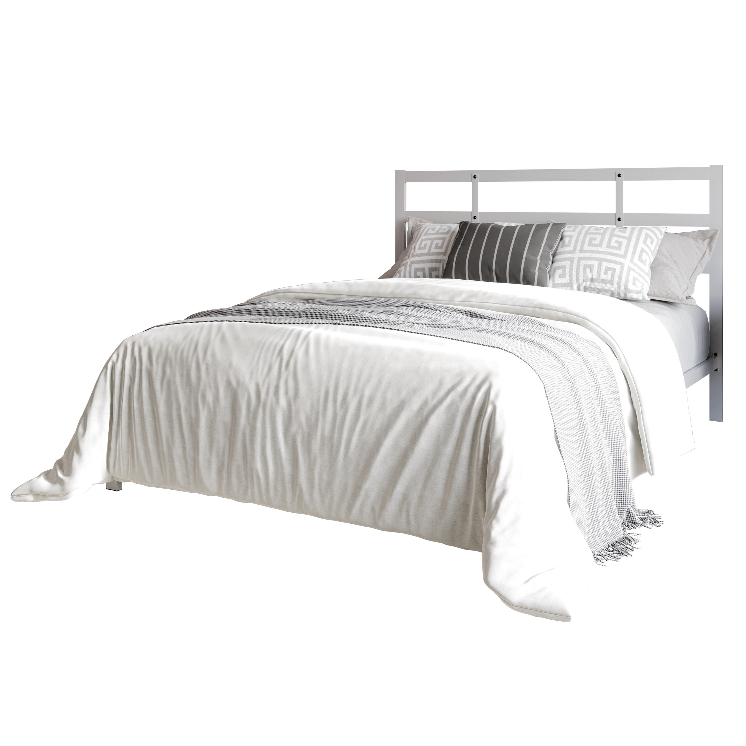 Home Design Sumter Twin Metal Bed Frame with Sturdy Slats and Under-Bed Storage for Adult, White, Easy Assembly