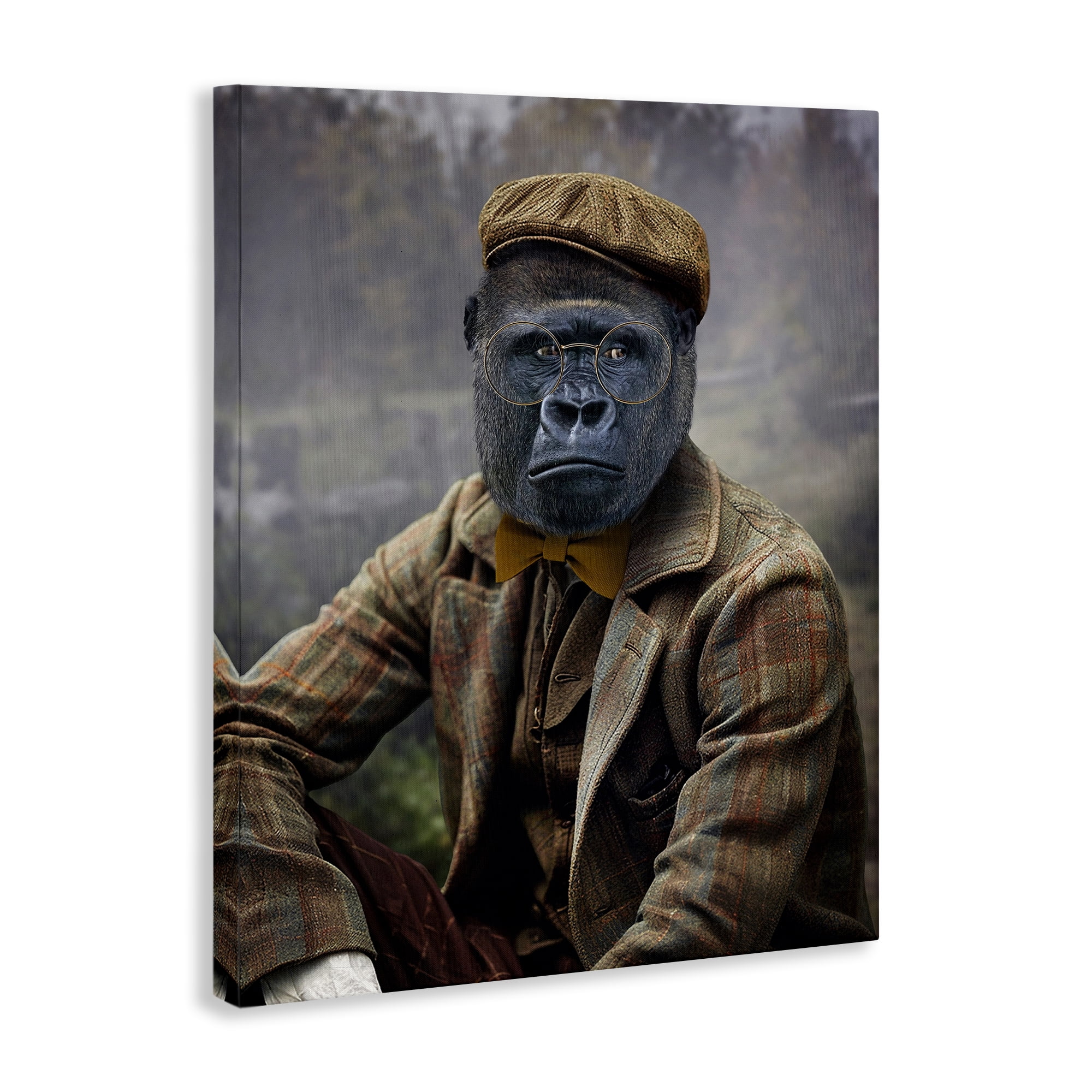Stupell Industries Vintage Gorilla Portrait Animals & Insects Painting Gallery Wrapped Canvas Art Print Wall Art, 16 x 20