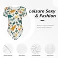 thumbnail image 6 of Balery Women'Sdinosaurs And Tropical Leaves Crew Neck Round Neck Short Sleeves Slim Fit Casual Basic Extender Bodysuit Daily Jumpsuit T Shirts-Medium, 6 of 9
