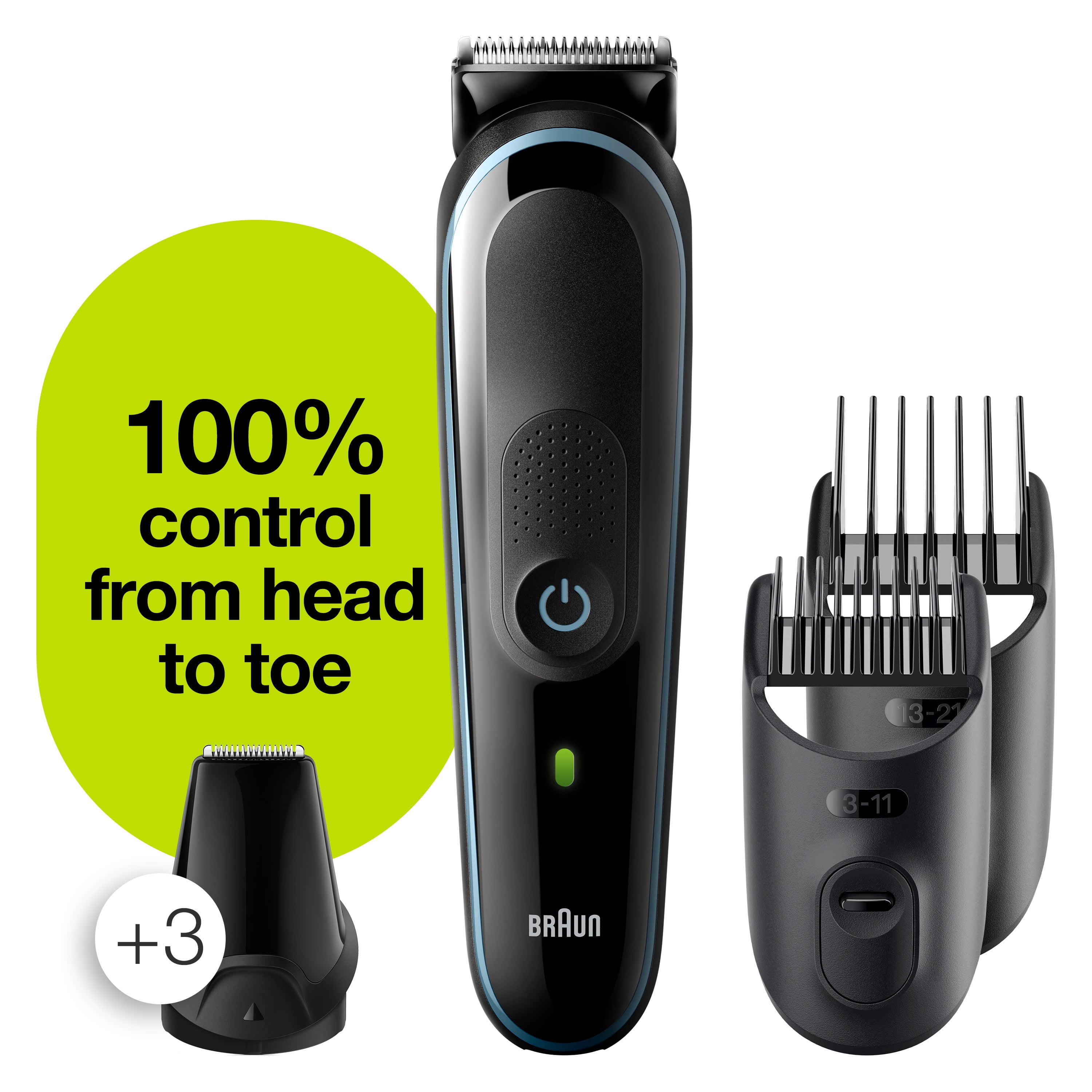 Braun MGK5245 7-in-1 Body Grooming Kit, Body Groomer, Beard Trimmer and Hair Clipper, Black/Blue