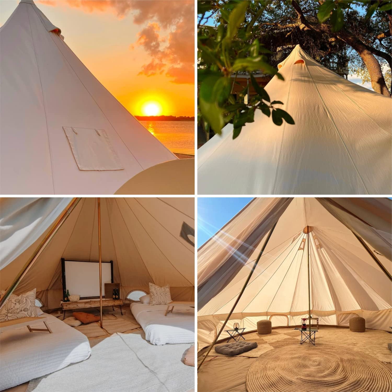 DANCHEL OUTDOOR Cotton Canvas Waterproof Family Bell Tent 20ftu003d6M with 2  Stove Jacket Glamping Tent（8 Person） - Walmart.com