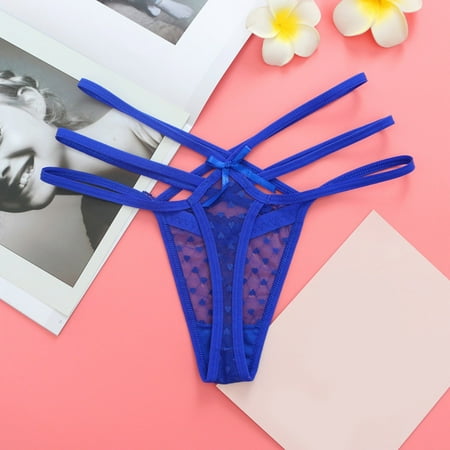 

Gubotare Women Panties Cotton Bikini Women s Comfortable Playful High Waist Hollowed Out Underwear Blue One Size