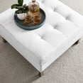 thumbnail image 7 of Ottoman Accent Chair, White Silver, Vegan Leather, Mid Century Living Lounge Cafe Lobby Hospitality Restaurant, Modern Contemporary HB33240, 7 of 7