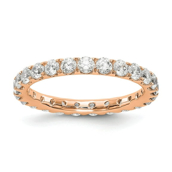 14K Rose Gold Eternity Diamond, Lab Grown Round Ring Band