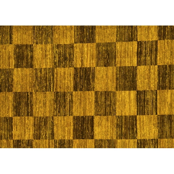 Ahgly Company Machine Washable Indoor Rectangle Abstract Yellow Modern Area Rugs, 3' x 5'