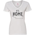 thumbnail image 3 of Inktastic It's Home- State of Nebraska Outline Distressed Text Women's V-Neck T-Shirt, 3 of 5