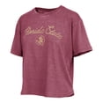 thumbnail image 2 of Women's Pressbox  Garnet Florida State Seminoles Vintage Waist Length Script Over Logo T-Shirt, 2 of 3