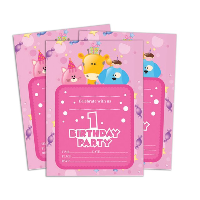 Darling Souvenir Pink Birthday Invitation Card Printable Elegant Fill or Write In Blank Party Invites 28 Pcs 5 x 7 Inches
