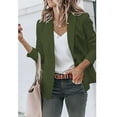 thumbnail image 3 of Ladies Workoffice Blazer Solid Color Fitted Suit Lapel Notched Elegant Cardigan Button Down Fashion Jacket Single Breasted Blouse Mid Length Leisure Outwear, 3 of 7