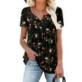 thumbnail image 5 of ONLYSHE Summer Short Sleeve Tops for Women Floral Printed Casual Tunic V Neck Cute Flowy T Shirts Blouse, 5 of 7