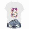 thumbnail image 7 of Towmus Halloween Shirt Women Oversized Sequin Ghost Graphic Tshirt Fall Short Sleeve Tee Tops, 7 of 7