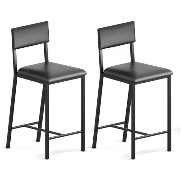 Dining Chairs Set of 2 Upholstered PU Dining Chairs Curved Backrest, with Metal Legs and Sturdy H-Frame for Home