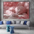 thumbnail image 5 of Mudket Sleeping Pink Leopard Cub on Sunny Cozy Bed Canvas Wall Art, Cute Glam Wall Art for Bedroom Print for Girls Nursery Home Decor , Framed Ready to Hang - 12"L x 8"W, 5 of 9