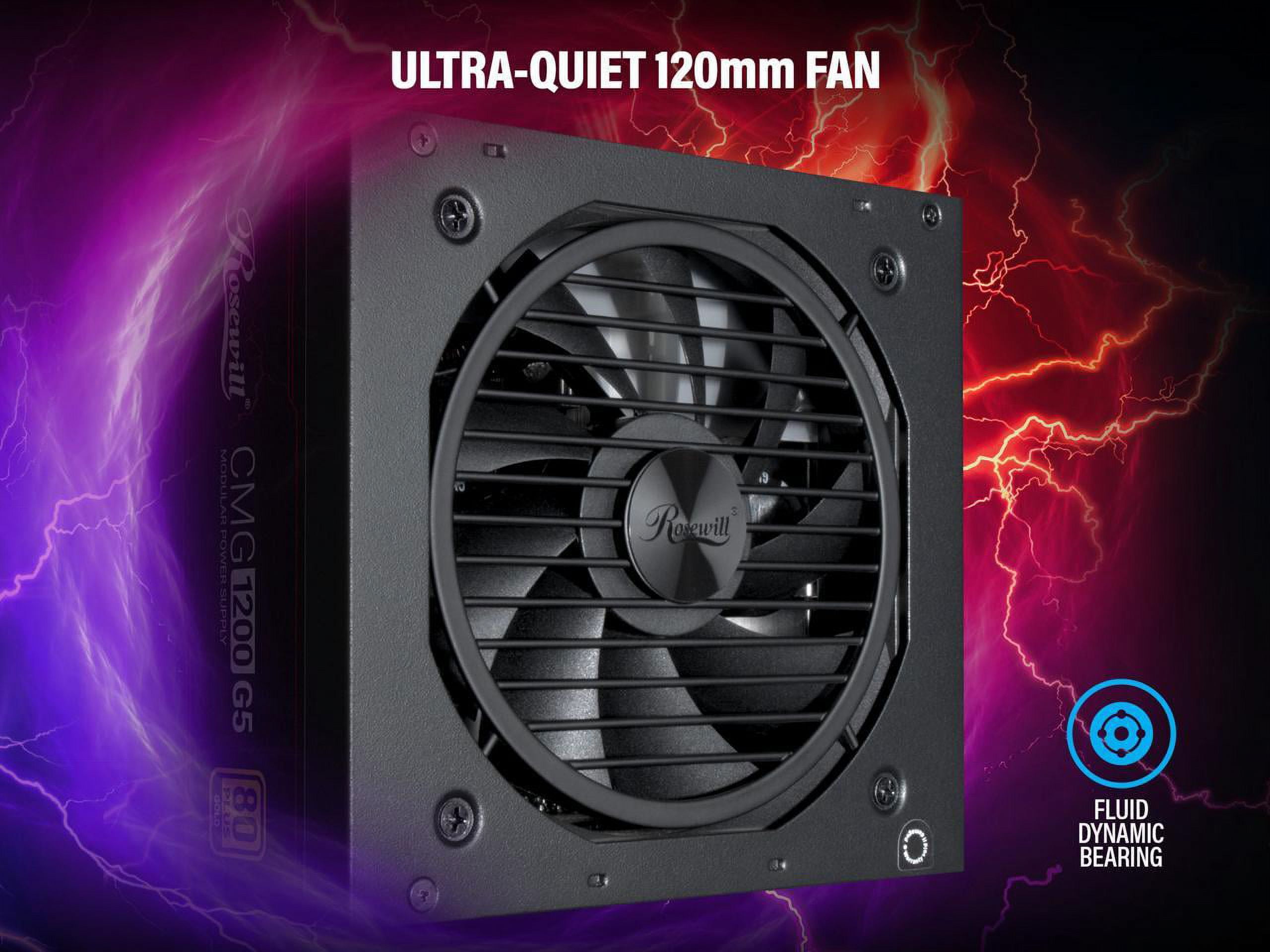 Rosewill CMG5 1200W, ATX 3.0 & 3.1 Compatible, 80+ Gold Full Modular Power Supply, PCIe 5.0 600W 12V-2x6 Connector, Japanese Capacitor, 120mm FDB Fans, 5 Year Warranty - CMG1200G5