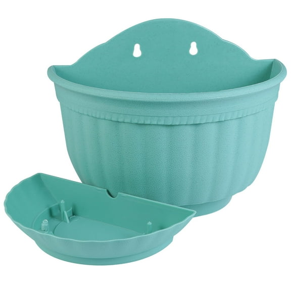 Pretyzoom Wall Mounted Planter Indoor Half Circle Flower Pot with Space Saving Design Green 1Set