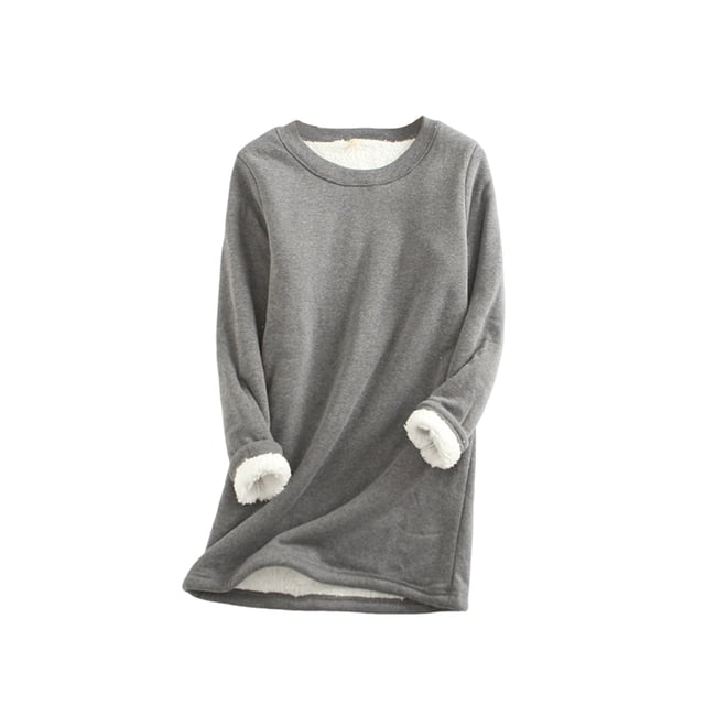 Ropa interior térmica de mujer portátil Color sólido reutilizable reemplazo de manga larga invierno otoño caliente mantenimiento camiseta de Prendas para la parte del cuerpo Gris oscuro XXL Jumpingount AP013396-53