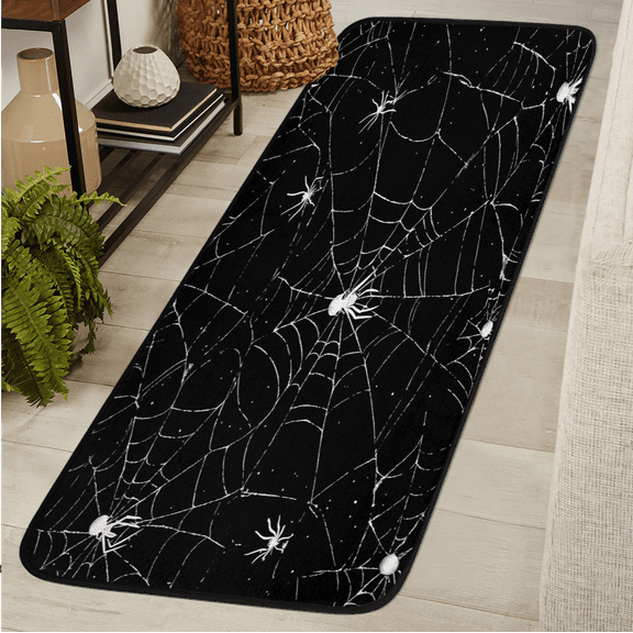 CURLYOOT Spiders Web Runner Rug 2'x6' Washable Kitchen Runner Rug Indoor Non Slip Laundry Rugs Gothic Halloween Floor Carpet for Hallway Kitchen Entryway Bedroom Living Room
