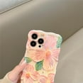 thumbnail image 4 of for iPhone 13 Pro Max Case, Colorful Retro Oil Painting Printed Flower Phone Case for Women Girls, TPU Cute Curly Wave Edge Exquisite Stylish Durable Protective Phone Cover, Pink, 4 of 13