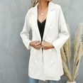 thumbnail image 4 of Odeerbi Blazer for Women Blazer Coats Spring And Autumn Lapel Solid Color 2025 Long Sleeve Buttoned Long Belted White, 4 of 6