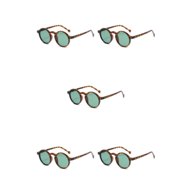 Dalazy 1/2/3/5 Rond à la Mode pour Femmes Élégant avec Lentille Polarisée Coussinets de Nez Réglables Lunettes Femmes C03 Motif Léopard 5 Pcs