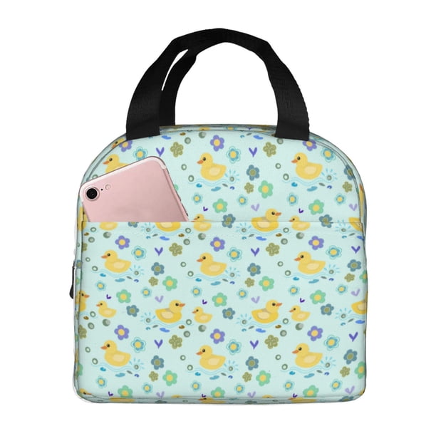 Easygdp Duck Cartoon Bolsa Térmica Premium - Tela Oxford Impermeable, Gran Capacidad, Bolsillo Frontal, Unisex para Trabajo, Escuela, Actividades al Aire Libre y Picnics