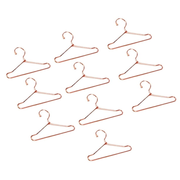 10 piezas de pequeños soportes para vestidos y conjuntos, perchero para colgar ropa de muñecas de 65 mm. rosa áurea