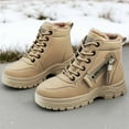 thumbnail image 4 of Babcutegg Teen Girls Boots Knee High Fleece Lined Snow Boots Round Head Soft Bottom Fall and Winter Shoes for Girls Khaki Size 7, 4 of 9