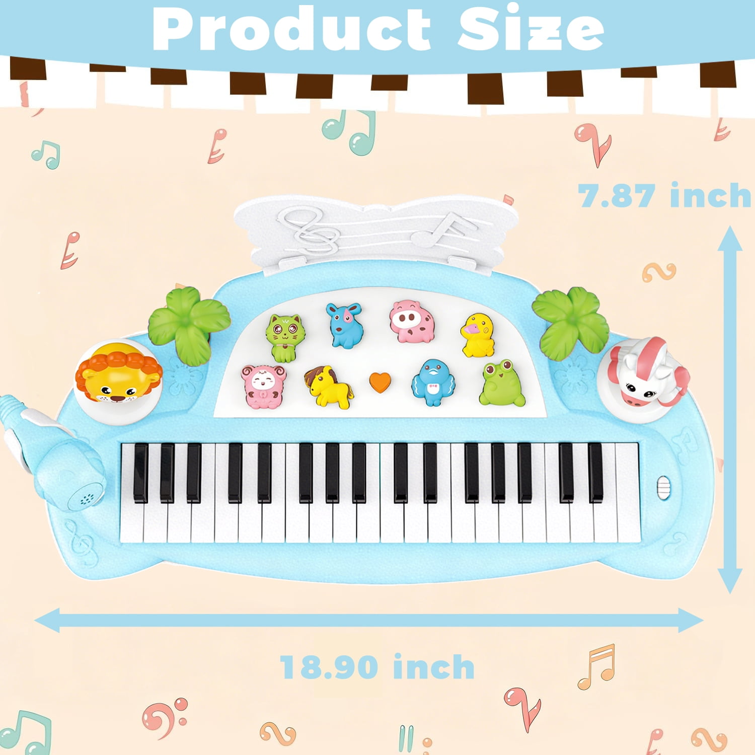 Aijohnny Toddler Piano Keyboard Toys, 37 Keys Musical Instruments with Microphone Animal Button, Birthday Gifts for 3-5 5-8 8-12 Year Old