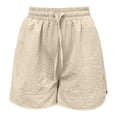 thumbnail image 4 of AJGRHE Casual Summer Waist Shorts With Pockets Elastic Comfortable Loose Fit Solid Color Beige XXL, 4 of 8