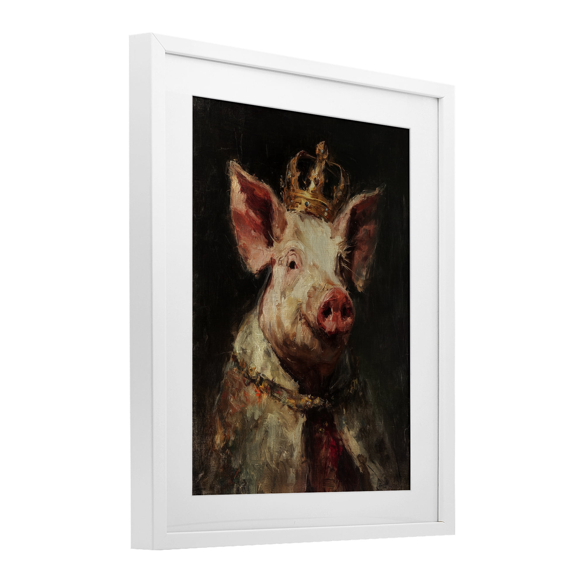 Stupell Industries Royal Swine Portrait White Framed Print Under Glass, design by Svetlana Aleynikova