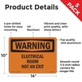thumbnail image 2 of Electrical Room Not An Exit OSHA WARNING Aluminum Sign 14 Inch x 10 Inch - 5 Pack, 2 of 8