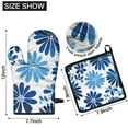 thumbnail image 5 of Blue Pioneer Flower Kitchen Oven Mitt and Pot Holder Sets 2 Pcs for Baking, Cooking and Grilling, Heat Resistant Up To 392 °F, 5 of 6