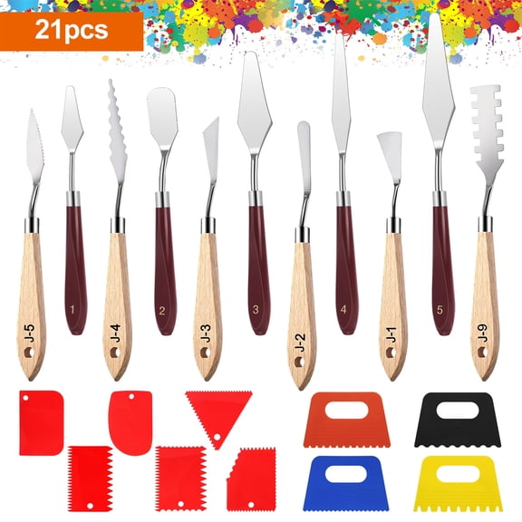 21pcs Palette Knifes, EEEkit Stainless Steel Painting Knife Set Artist Knives for Oil Canvas Acrylic Painting