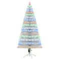 thumbnail image 2 of HOMCOM 6ft Tall Fir Artificial Christmas Tree with Realistic Branches, 230 Multi-Color Fiber Optic LED Lights and 230 Tips, White, 2 of 9