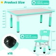 thumbnail image 3 of Arlopu Kids Table and 6 Chairs Set w/ Graffiti Desktop & Non-Slip Legs, Height Adjustable Multi-Activity Table & Chairs Set for Ages 2+, Green, 3 of 9