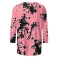 thumbnail image 5 of Qulqfy Boho Tops for Women Cotton 3/4 Sleeve Plus Size Fall Tie Dye Raglan Casual Pink Scoop Neck Dressy Shirts M, 5 of 5